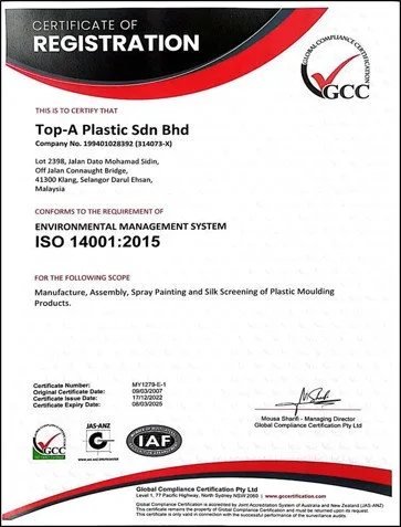 ISO 14001 certificate
