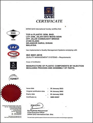 ISO 9001 certificate