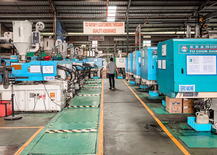 Factory floor with moulding machines